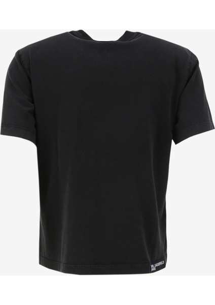 Yuvarlak Yaka Baskılı Siyah Kadın T-Shirt 240J1712 fiyatları