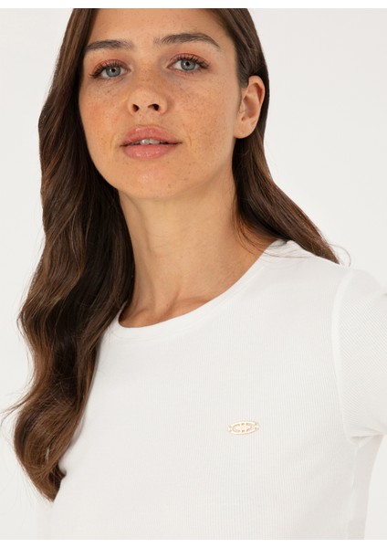 Bisiklet Yaka Ekru Kadın T-Shirt PRUE fiyatları