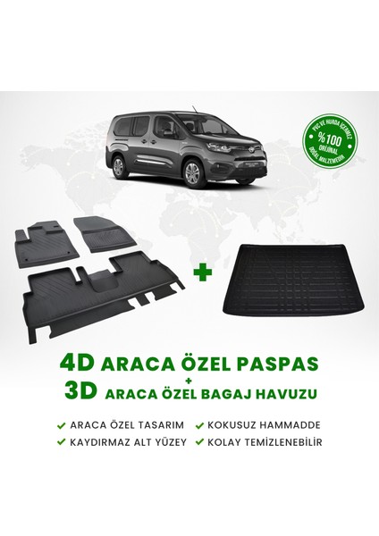 Fa Otomotiv Toyota Proace-City 4d Havuzlu Paspas ve Bagaj Havuzu Seti 2019 Model ve Sonrası