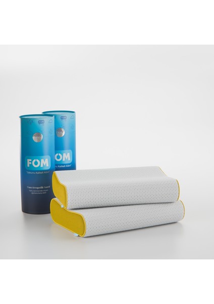 2'li Flex Tam Ortopedik Visco Konforlu Uyku Yastık Kampanyası, Ortopedik, 60 X 40 X 14/11, Sarı