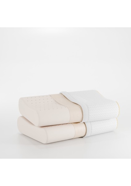 2'li Flex Tam Ortopedik Visco Konforlu Uyku Yastık Kampanyası, Ortopedik, 60 X 40 X 14/11, Sarı