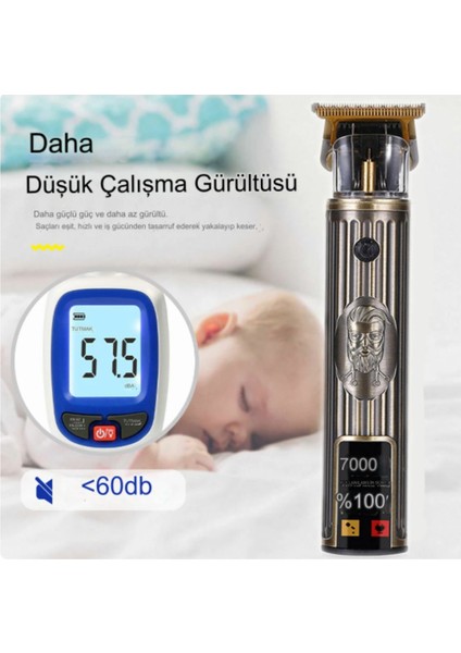 1-2 Saat Waer Full Metal Tasarım Ultra Güçlü Dijital Ekranlı Saç Sakal Çizim Makinesi Şarjlı Altın fiyatları