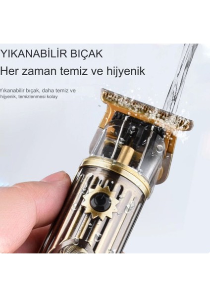 1-2 Saat Waer Full Metal Tasarım Ultra Güçlü Dijital Ekranlı Saç Sakal Çizim Makinesi Şarjlı Altın modelleri