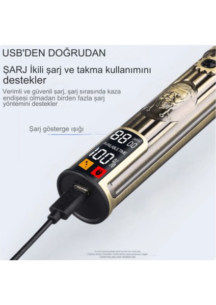 1-2 Saat Waer Full Metal Tasarım Ultra Güçlü Dijital Ekranlı Saç Sakal Çizim Makinesi Şarjlı Altın fırsatları