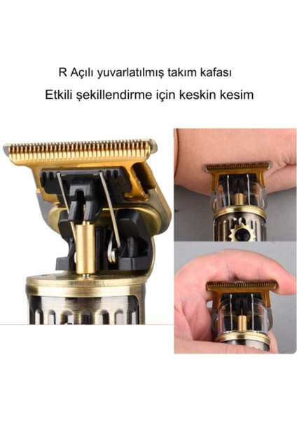 1-2 Saat Waer Full Metal Tasarım Ultra Güçlü Dijital Ekranlı Saç Sakal Çizim Makinesi Şarjlı Altın indirimleri