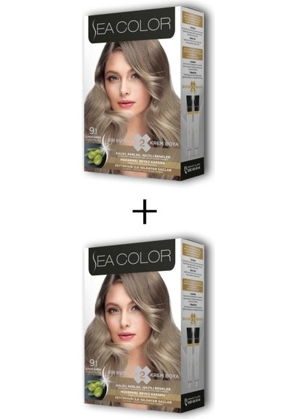 Sea Color 2x2 Tüp Krem Saç Boyası Seti Elmas Sarısı No:9.1