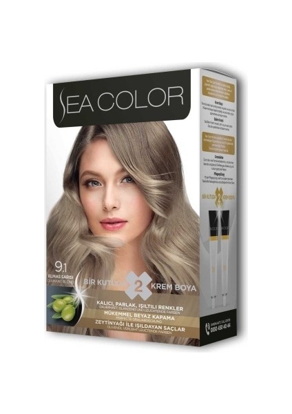 Sea Color 2x2 Tüp Krem Saç Boyası Seti Elmas Sarısı No:9.1