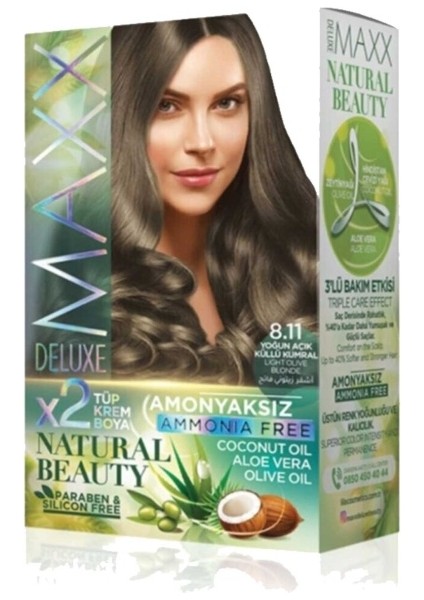 Natural Beauty Amonyaksız Saç Boyası 8.11 Yoğun Açık Küllü Kumral