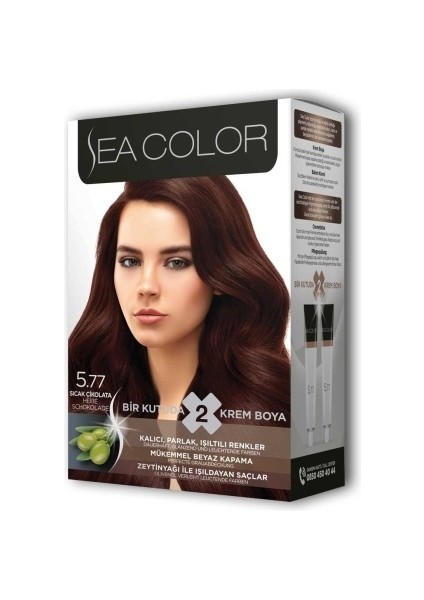 Sea Color 2x2 Tüp Krem Saç Boyası Seti Sıcak Çikolata No:5.77