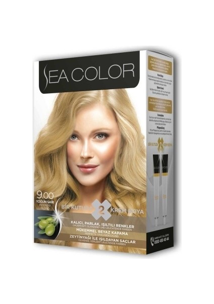 Sea Color 2x2 Tüp Krem Saç Boyası Seti Yoğun Sarı No:9.00