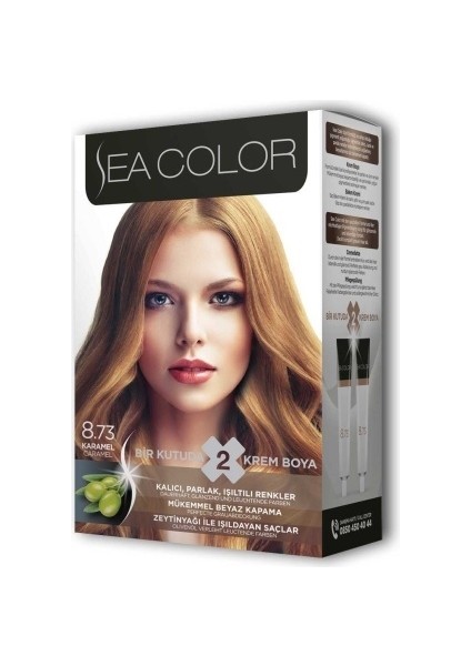 Sea Color 2x2 Tüp Krem Saç Boyası Seti Karamel No:8.73