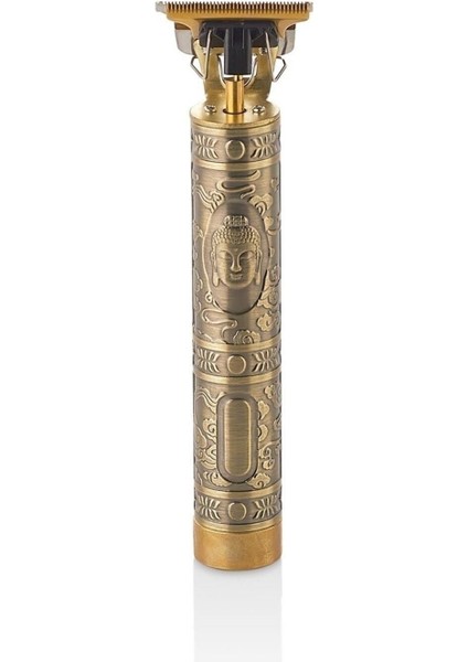 Altın Renginde Desenli Çizgi Tıraş Makinesi T9 Ejderha Desenli Saç Sakal Tıraş Makinesi Altın K