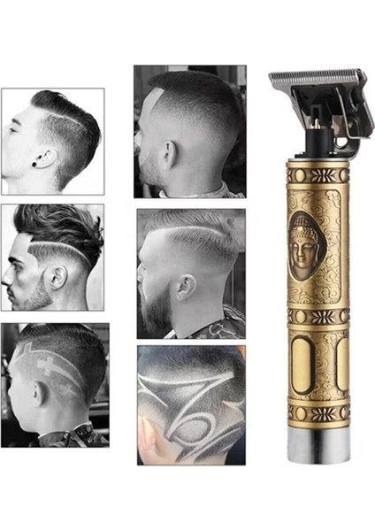 Altın Renginde Desenli Çizgi Tıraş Makinesi T9 Ejderha Desenli Saç Sakal Tıraş Makinesi Altın K fırsatları