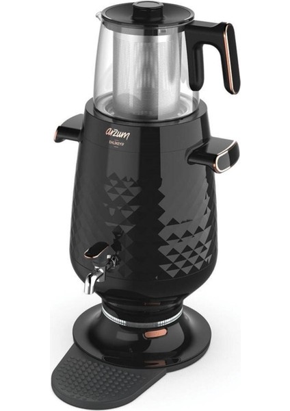 500+ L AR3083 Ehlikeyf 2200 W Cam Demlikli Semaver 3+ L Siyah Semaver Modern