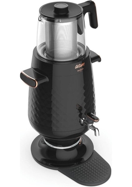 500+ L AR3083 Ehlikeyf 2200 W Cam Demlikli Semaver 3+ L Siyah Semaver Modern fiyatları