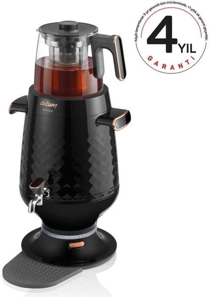 500+ L AR3083 Ehlikeyf 2200 W Cam Demlikli Semaver 3+ L Siyah Semaver Modern modelleri