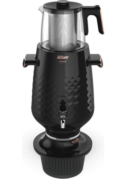 500+ L AR3083 Ehlikeyf 2200 W Cam Demlikli Semaver 3+ L Siyah Semaver Modern fırsatları