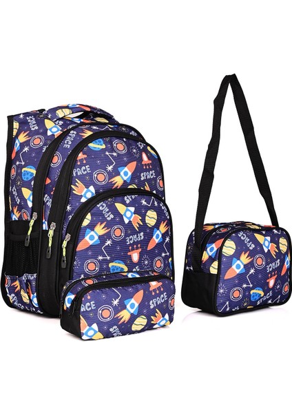 106 Space Okul Sırt Çantası 3'lü Set Lacivert