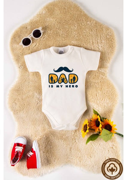 Özel Tasarım %100 Organik Dad Is My Hero Baskılı Bebek Body Zıbın fiyatları