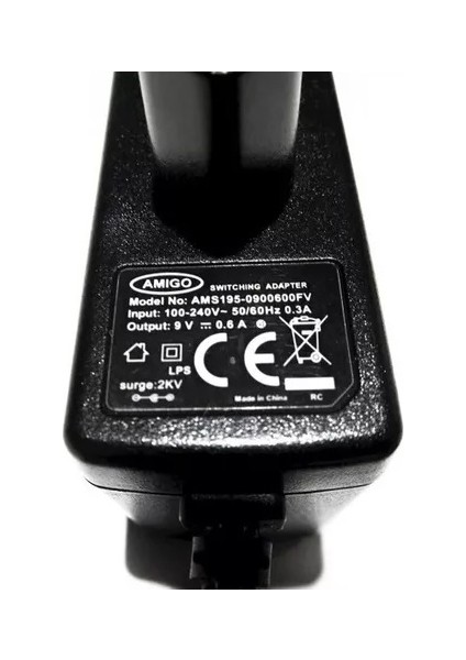Amigo 9V 0.6A Modem ve Arduino Uyumlu Plastik Kasa Priz Tipi Adaptör AMS195-0900600FV