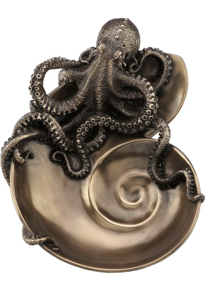 Steampunk Serisi Nautilus Kabuğu Üzerinde Ahtapot Tabak