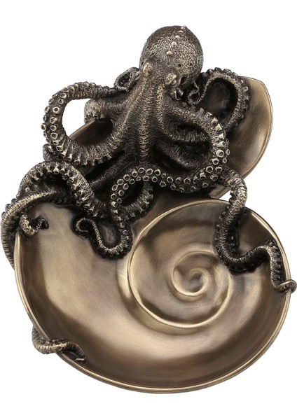 Steampunk Serisi Nautilus Kabuğu Üzerinde Ahtapot Tabak