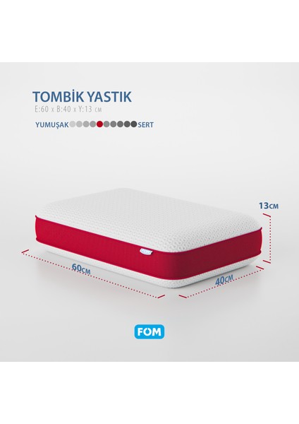 2'li Tombik Full Ortopedik Masaj Etkili Visco Yastık Kampanyası, Ortopedik, 60 X 40 X 13, Kırmızı