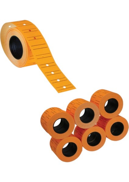 (12 * 21 Mm) Çizgili Flo Turuncu Fiyat Etiketi (Ruloda 800 Etiket) ( 6 Rulo)
