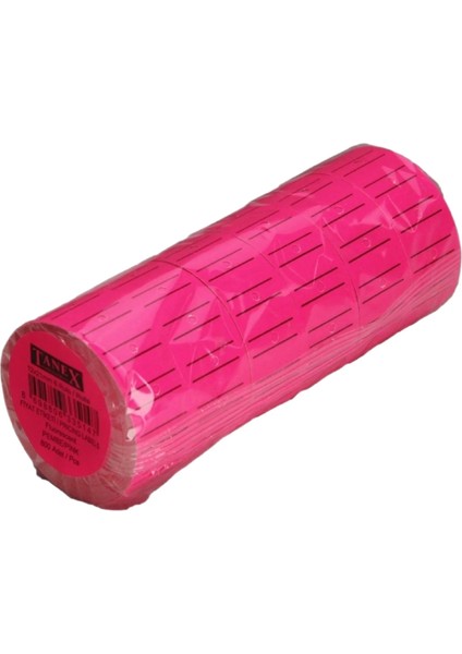 (12 * 21 Mm) Çizgili Flo Pembe Fiyat Etiketi (Ruloda 800 Etiket) ( 6 Rulo)