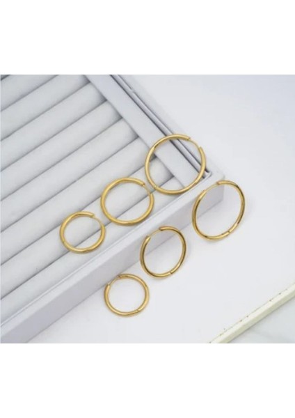 Kararmaz Paslanmaz Altın Kaplama Gold Renk 3 Boy 6'lı Çelik Halka Küpe fiyatları