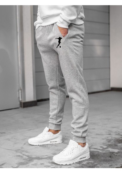 Erkek Yazlık Gri Eşofman Altı Pamuklu Baskılı Dar Paça Jogger modelleri