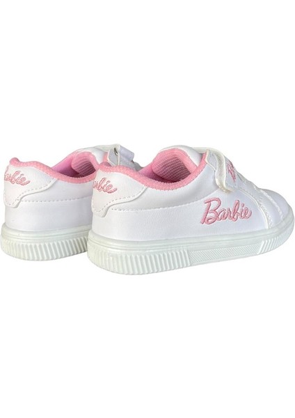 Barbie Yazılı Kız Çocuk Spor Ayakkabı Beyaz - Pudra modelleri