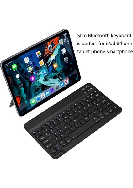 Lenovo Tab M10 Plus TB125FU 10.61" Uyumlu Kablosuz Bluetooth Şarjlı Mini Q Klavye - Siyah