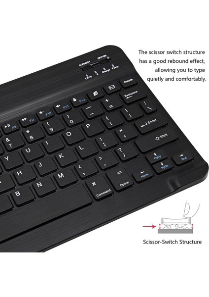 Lenovo Tab M10 Plus TB125FU 10.61" Uyumlu Kablosuz Bluetooth Şarjlı Mini Q Klavye - Siyah