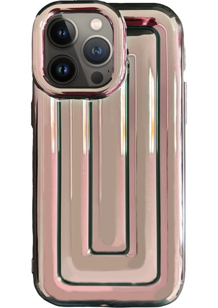 iPhone 13 Pro Rudra Seri Labirent Desen 3D Metalik Silikon Kapak
