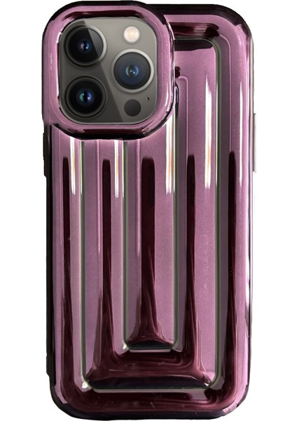iPhone 13 Pro Rudra Seri Labirent Desen 3D Metalik Silikon Kapak