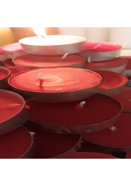 Kırmızı Tealight Mum 35 Gram-Buhurdanlık Maxi Boy Soya Parafinli 10 Adet Dekoratif Orta Boy Tealight Mum