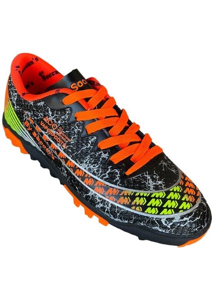 Erkek Rahat Halı Saha Ayakkabısı Siyah Turuncu