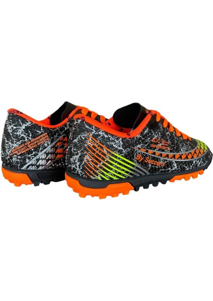 Erkek Rahat Halı Saha Ayakkabısı Siyah Turuncu