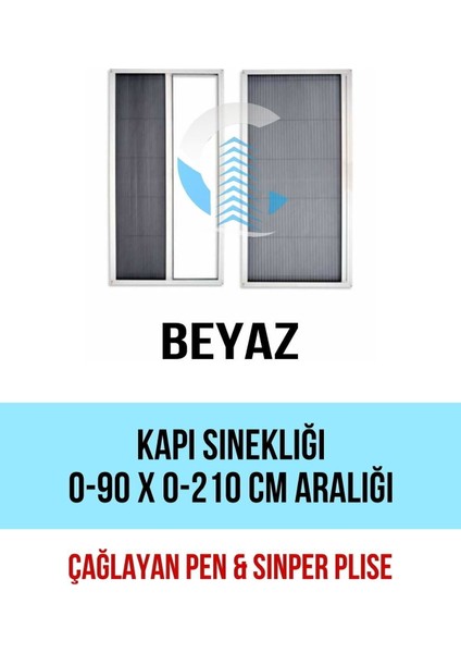 Pileli (Pilse) Pileli Plise Sürgülü Akordiyon Katlanır Kapı Sinekliği (Plastik Kapı-Çelik Kapı) 90