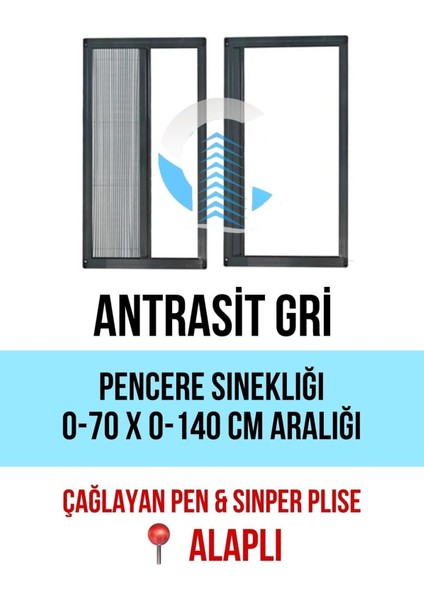 70 x 140 Pileli Plise Sürgülü Akordiyon Katlanır Pencere Sinekliği 0-70 cm En 0-140 cm Boy Pileli (