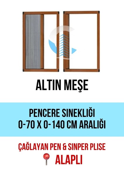 70 x 140 Pileli Plise Sürgülü Akordiyon Katlanır Pencere Sinekliği 0-70 cm En 0-140 cm Boy Pileli (