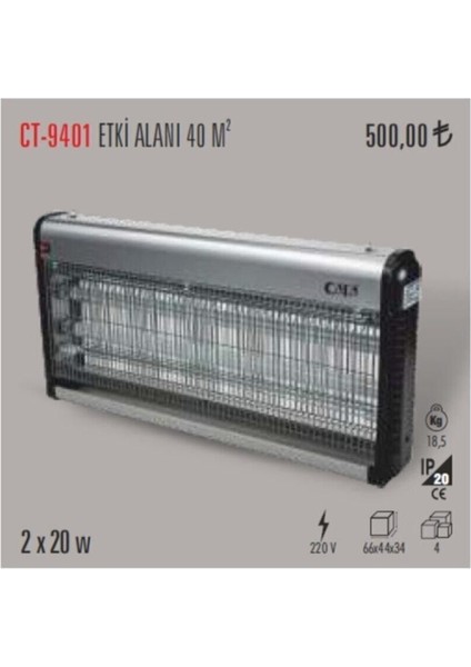 64 x 32 CT-9401 2X20W Sinek Öldürme Cihazı Mıknatıslı