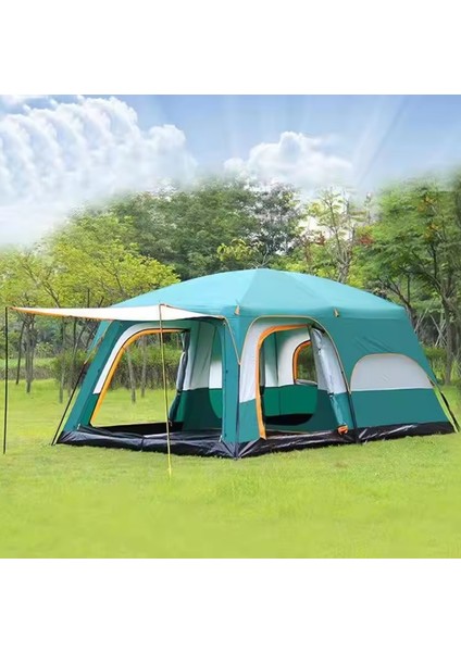 2+1 Odalı 9 Kişilik Kamp Çadırı 320X220X190CM Dayanıklı Piknik Çadır Taşıma Çantalı Su Geçirmez