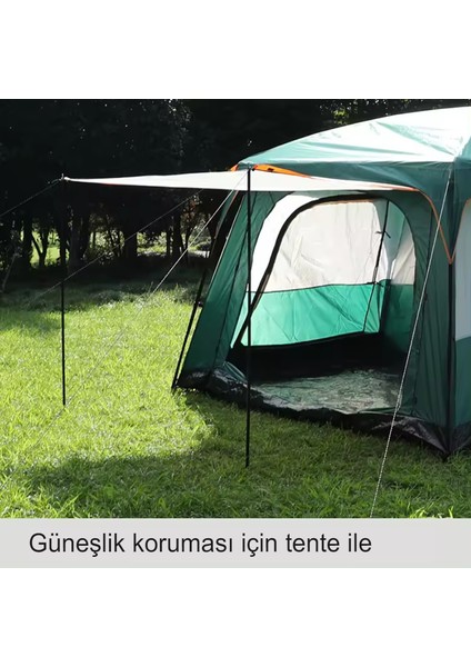 2+1 Odalı 9 Kişilik Kamp Çadırı 320X220X190CM Dayanıklı Piknik Çadır Taşıma Çantalı Su Geçirmez