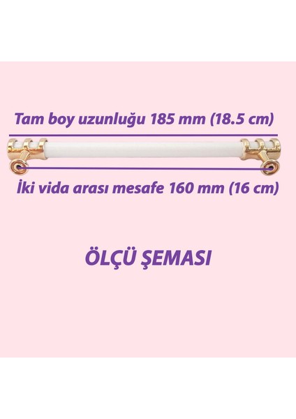 15 Adet Sarmaşık Kulp Beyaz Altın Gold 160 mm Kulp Mobilya Mutfak Dolabı Çekmece Dolap Kapak Kulpu Kulbu Metal Kulpları