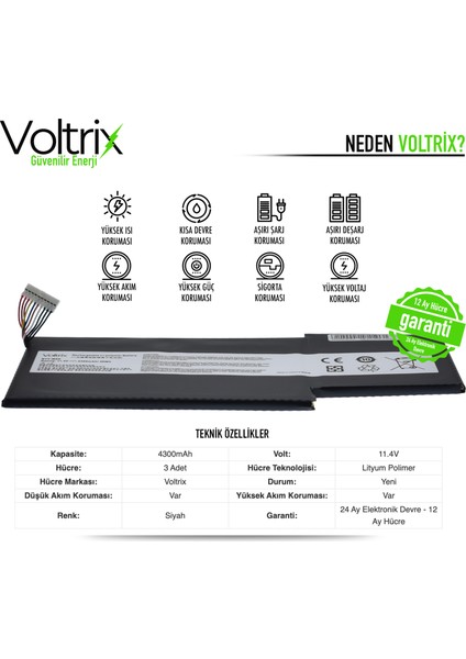 Msı MS-17B3, MS-16R1 Uyumlu Notebook Batarya - Pil