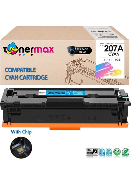 Tonermax® Hp 207A W2211A Muadil Toner Mavi- Çipli/ Laserjet M255 / M282 / M283