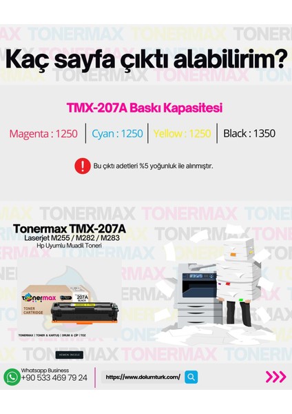 Tonermax® Hp 207A W2211A Muadil Toner Mavi- Çipli/ Laserjet M255 / M282 / M283