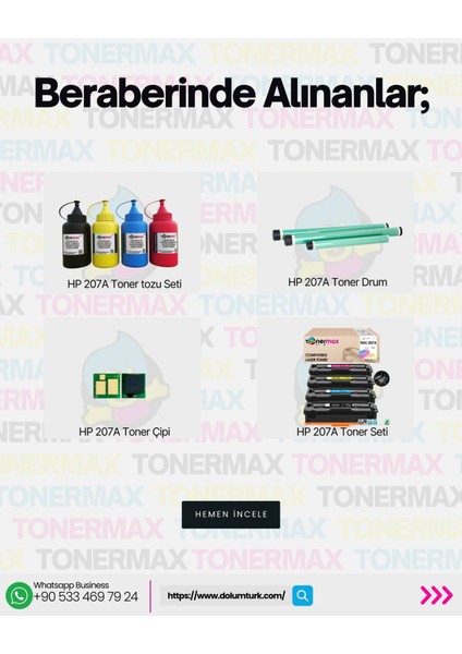 Tonermax® Hp 207A W2211A Muadil Toner Mavi- Çipli/ Laserjet M255 / M282 / M283